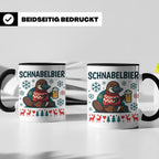 Schnabelbier Tasse mit Schnabeltier im Ugly Sweater, lustige – Schwarz [farbe:schwarz]