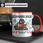 Schnabelbier Tasse mit Schnabeltier im Ugly Sweater, lustige – Rot [farbe:rot]