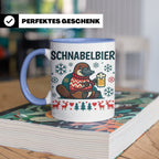 Schnabelbier Tasse mit Schnabeltier im Ugly Sweater, lustige – Blau [farbe:blau]