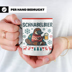 Schnabelbier Tasse mit Schnabeltier im Ugly Sweater, lustige – Rot [farbe:rot]