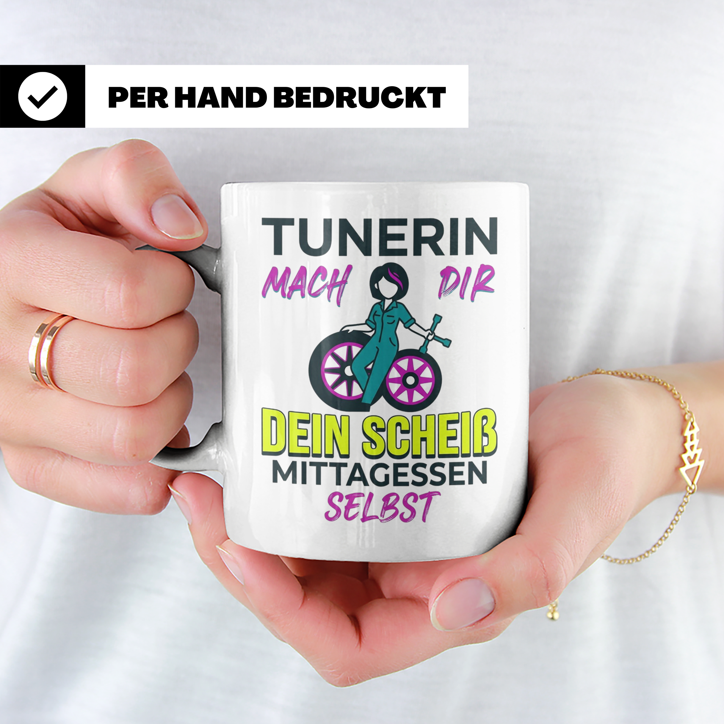 Tunerin Tasse mit Spruch Schrauberin Geschenk für Frauen Aut – Weiß [farbe:weiß]