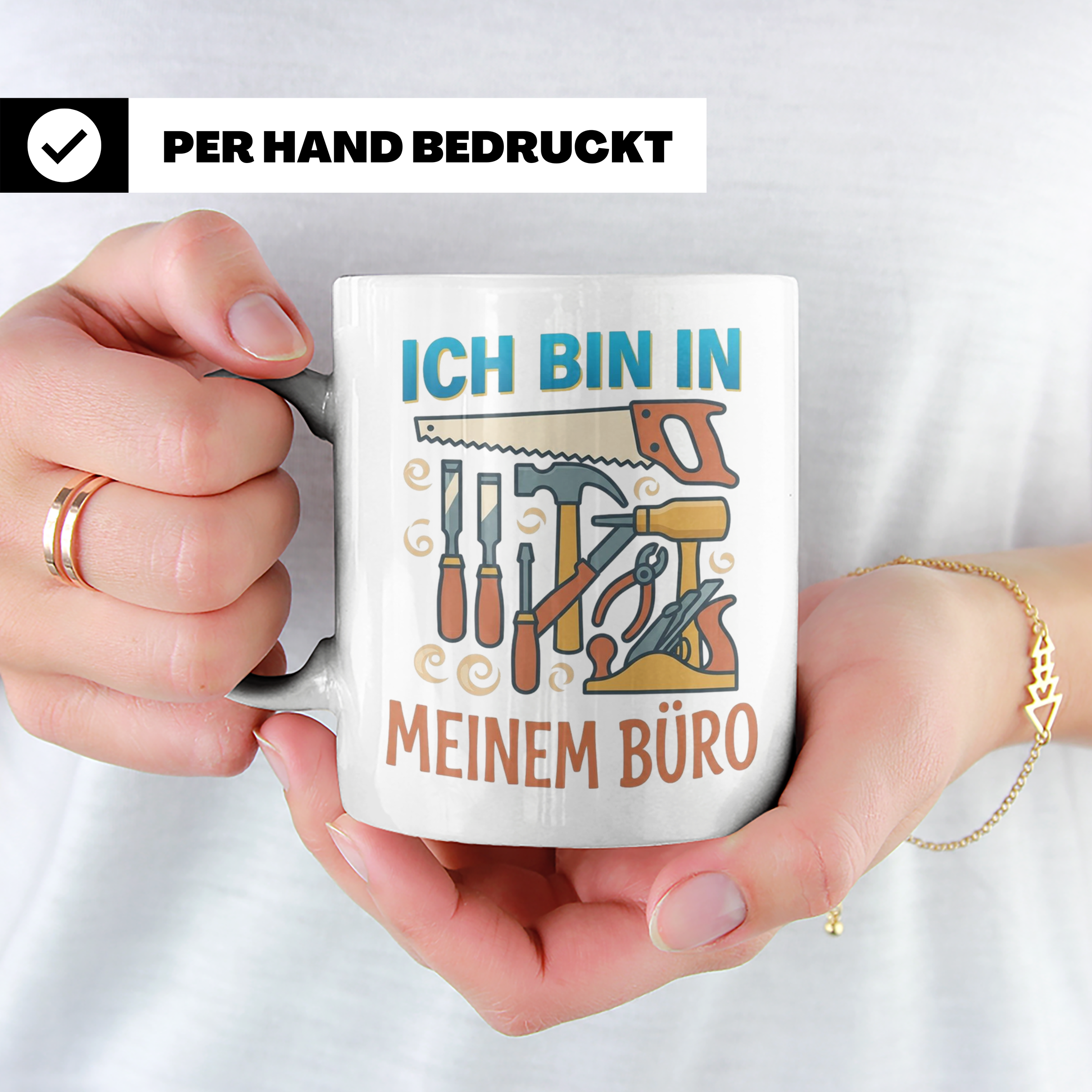 Handwerker Tasse Ich bin in meinem Büro lustig, Geschenk für – Weiß [farbe:weiß]