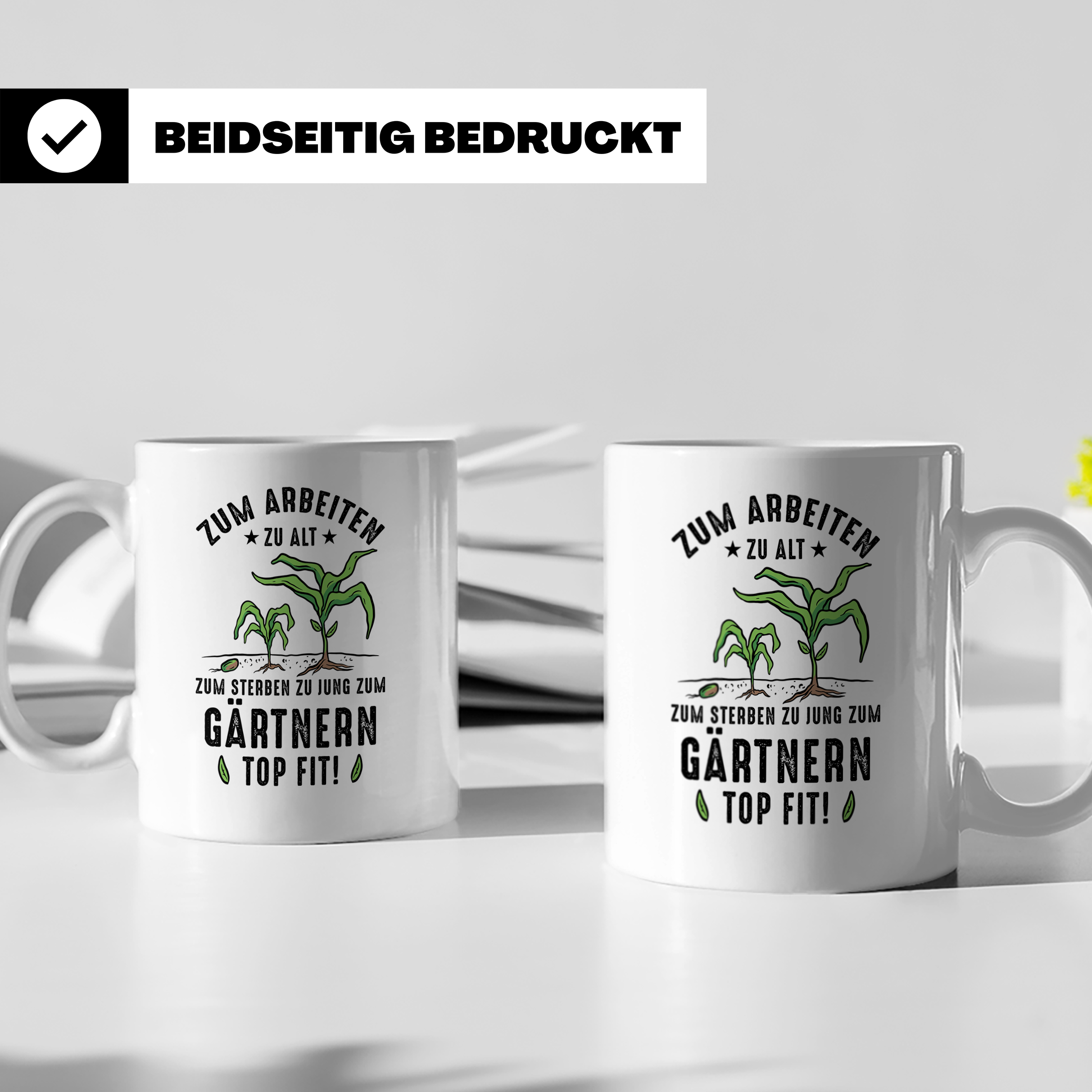 Mais Wachstum Kaffeetasse - Landwirtschaft, Bauernhof, Pflan – Weiß [farbe:weiß]