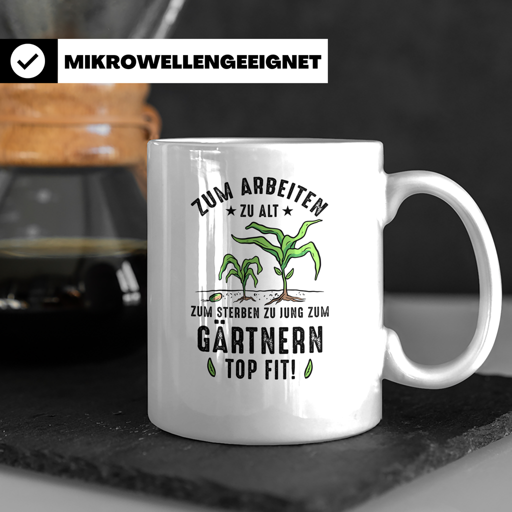 Mais Wachstum Kaffeetasse - Landwirtschaft, Bauernhof, Pflan – Weiß [farbe:weiß]
