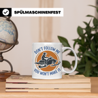 Motorschlitten Tasse Don't Follow Me Spruch, lustiges Schnee – Weiß [farbe:weiß]