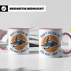 Motorschlitten Tasse Don't Follow Me Spruch, lustiges Schnee – Rosa [farbe:rosa]