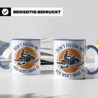 Motorschlitten Tasse Don't Follow Me Spruch, lustiges Schnee – Blau [farbe:blau]