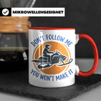 Motorschlitten Tasse Don't Follow Me Spruch, lustiges Schnee – Rot [farbe:rot]