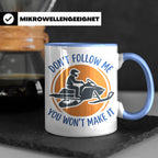 Motorschlitten Tasse Don't Follow Me Spruch, lustiges Schnee – Blau [farbe:blau]