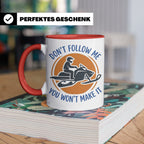 Motorschlitten Tasse Don't Follow Me Spruch, lustiges Schnee – Rot [farbe:rot]