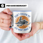 Motorschlitten Tasse Don't Follow Me Spruch, lustiges Schnee – Blau [farbe:blau]