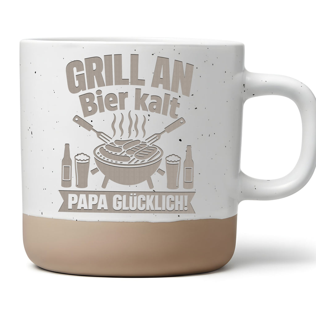Grill Tasse Papa Glücklich - Lustiges Geschenk für Männer Väter Grille – Bild 1