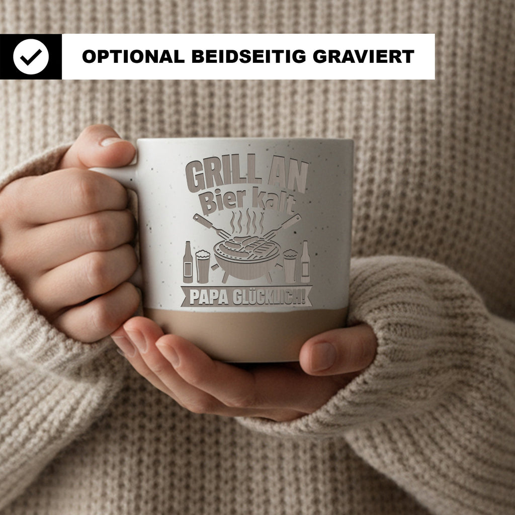 Grill Tasse Papa Glücklich - Lustiges Geschenk für Männer Väter Grille – Bild 2