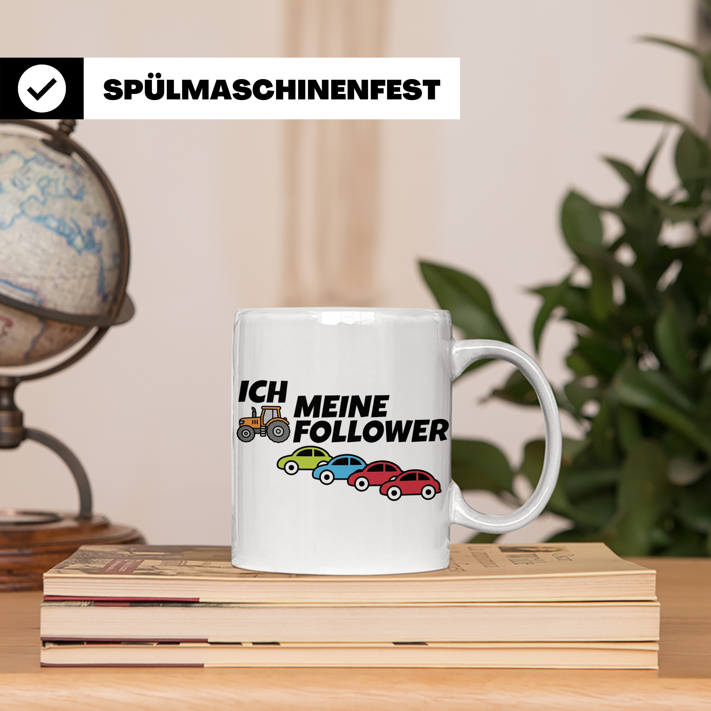 Landwirt Tasse Ich meine Follower lustig, Treckerfahrer Gesc – Weiß [farbe:weiß]