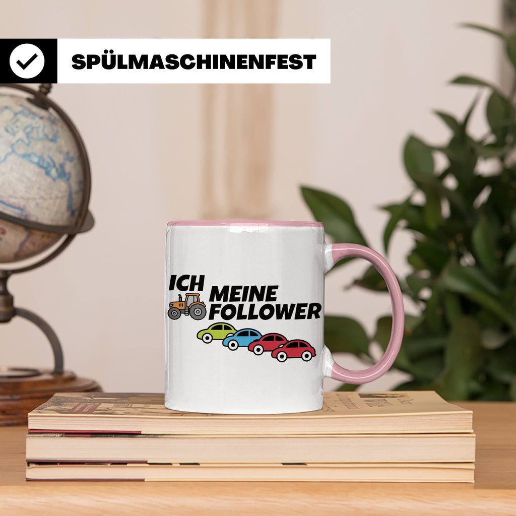Landwirt Tasse Ich meine Follower lustig, Treckerfahrer Gesc – Rosa [farbe:rosa]