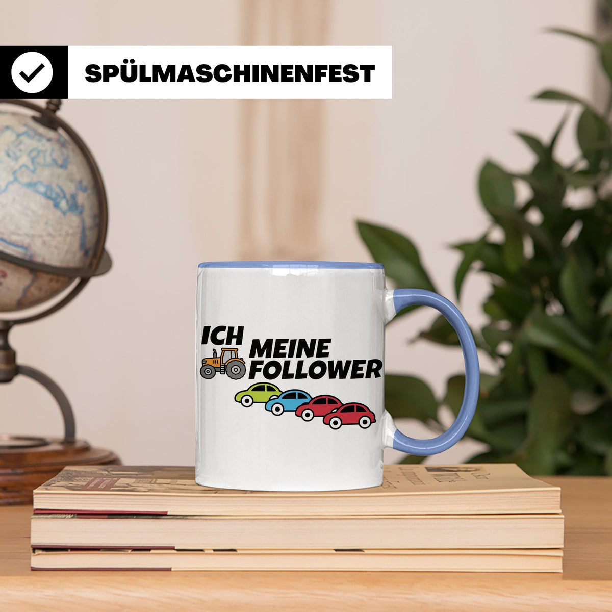Landwirt Tasse Ich meine Follower lustig, Treckerfahrer Gesc – Blau [farbe:blau]