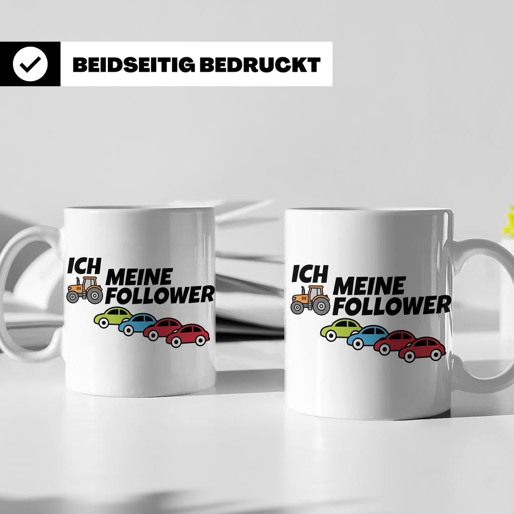 Landwirt Tasse Ich meine Follower lustig, Treckerfahrer Gesc – Weiß [farbe:weiß]