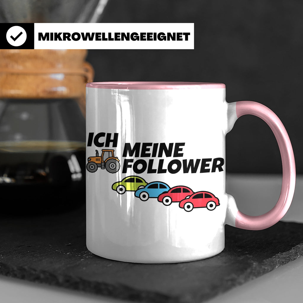 Landwirt Tasse Ich meine Follower lustig, Treckerfahrer Gesc – Rosa [farbe:rosa]