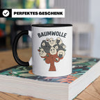 Baumwolle Tasse lustiges Wortspiel Schaf auf Baum, Kaffeebec – Schwarz [farbe:schwarz]