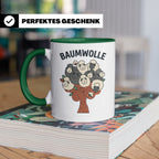 Baumwolle Tasse lustiges Wortspiel Schaf auf Baum, Kaffeebec – Grün [farbe:grün]