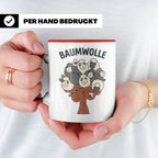 Baumwolle Tasse lustiges Wortspiel Schaf auf Baum, Kaffeebec – Rot [farbe:rot]