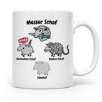 Wortspiel Tasse mit Messer Schaf, Ratten Schaf & Unscharf Mo – Weiß [farbe:weiß]
