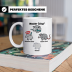 Wortspiel Tasse mit Messer Schaf, Ratten Schaf & Unscharf Mo – Weiß [farbe:weiß]