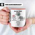 Wortspiel Tasse mit Messer Schaf, Ratten Schaf & Unscharf Mo – Rot [farbe:rot]