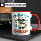 Tired of this Sheep Tasse lustiger Spruch, mürrisches Schaf  – Rot [farbe:rot]