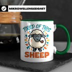Tired of this Sheep Tasse lustiger Spruch, mürrisches Schaf  – Grün [farbe:grün]