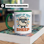 Tired of this Sheep Tasse lustiger Spruch, mürrisches Schaf  – Grün [farbe:grün]