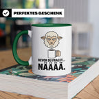Morgenmuffel Tasse mit Spruch "Bevor du fragst... NÄÄÄÄ" Lus – Grün [farbe:grün]