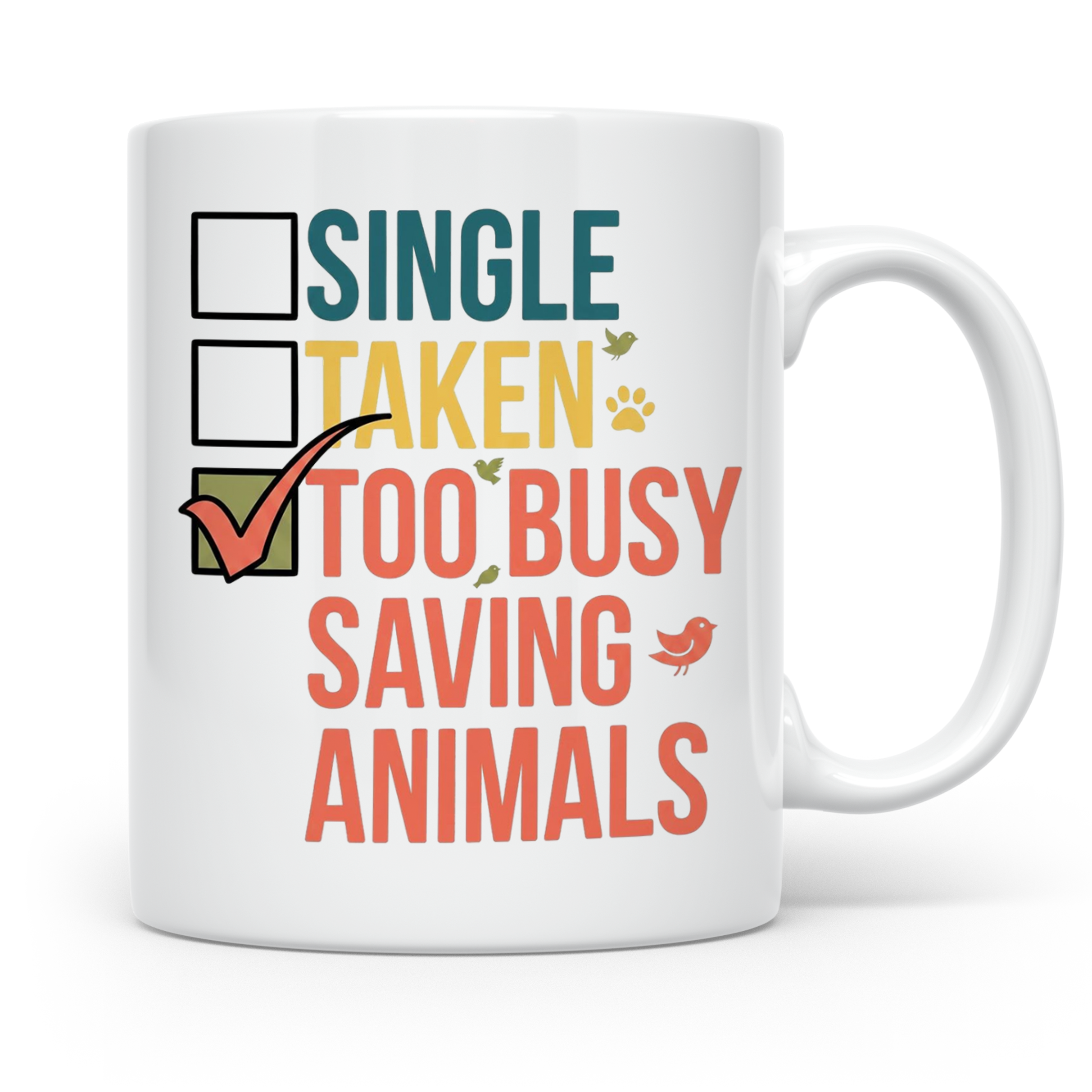Tierretter Tasse mit Spruch Too Busy Saving Animals, Geschen – Weiß [farbe:weiß]