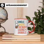 Tierretter Tasse mit Spruch Too Busy Saving Animals, Geschen – Rot [farbe:rot]