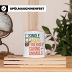 Tierretter Tasse mit Spruch Too Busy Saving Animals, Geschen – Rosa [farbe:rosa]