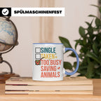 Tierretter Tasse mit Spruch Too Busy Saving Animals, Geschen – Blau [farbe:blau]