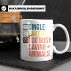 Tierretter Tasse mit Spruch Too Busy Saving Animals, Geschen – Weiß [farbe:weiß]