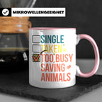 Tierretter Tasse mit Spruch Too Busy Saving Animals, Geschen – Rosa [farbe:rosa]