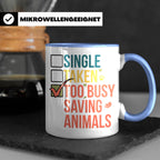 Tierretter Tasse mit Spruch Too Busy Saving Animals, Geschen – Blau [farbe:blau]