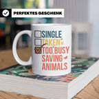 Tierretter Tasse mit Spruch Too Busy Saving Animals, Geschen – Weiß [farbe:weiß]