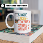 Tierretter Tasse mit Spruch Too Busy Saving Animals, Geschen – Weiß [farbe:weiß]