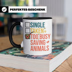 Tierretter Tasse mit Spruch Too Busy Saving Animals, Geschen – Schwarz [farbe:schwarz]