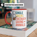 Tierretter Tasse mit Spruch Too Busy Saving Animals, Geschen – Rot [farbe:rot]