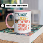 Tierretter Tasse mit Spruch Too Busy Saving Animals, Geschen – Rosa [farbe:rosa]
