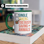 Tierretter Tasse mit Spruch Too Busy Saving Animals, Geschen – Grün [farbe:grün]