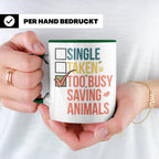Tierretter Tasse mit Spruch Too Busy Saving Animals, Geschen – Grün [farbe:grün]