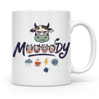 Launische Kuh Tasse Moody Cow lustiger Spruch, Kaffeebecher  – Weiß [farbe:weiß]