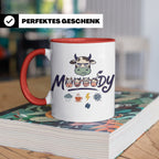 Launische Kuh Tasse Moody Cow lustiger Spruch, Kaffeebecher  – Rot [farbe:rot]