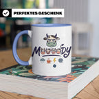 Launische Kuh Tasse Moody Cow lustiger Spruch, Kaffeebecher  – Blau [farbe:blau]