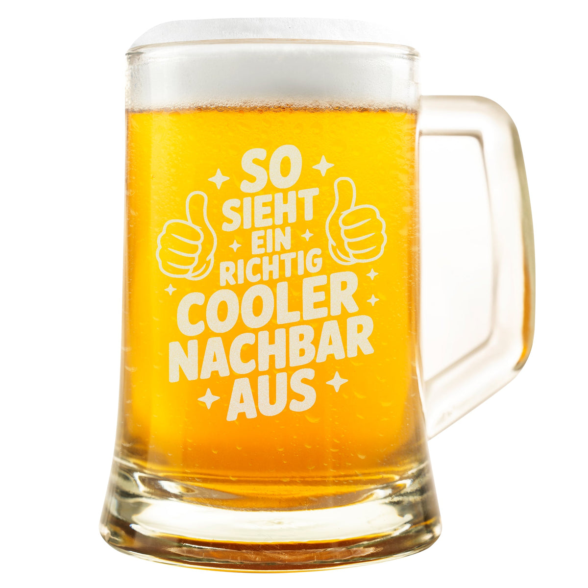 Cooler Nachbar Geschenk – Lustiger Bierkrug Spruch „So sieht ein richtig cooler Nachbar aus“ – Humorvolles Geschenk für Nachbarn
